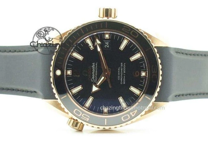 0112 Bright Planet Ocean Professional Rose Gold Liquid Metal V6F 45mm on Black Rubber Strap A 8287